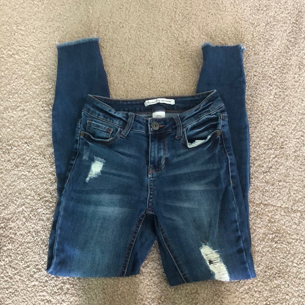 Ripped medium blue high-rises skinny